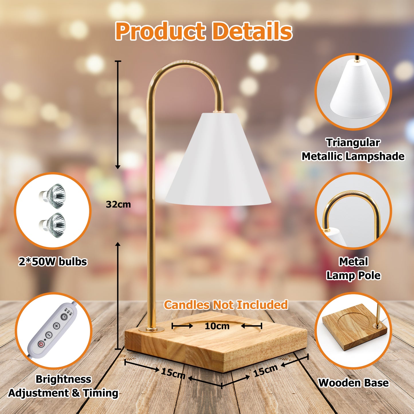 Candle Warmer Lamp, Dimmable Candle Warmer with Timer, Compatible with Yankee Candle Large Jar Candle with 2 Bulbs